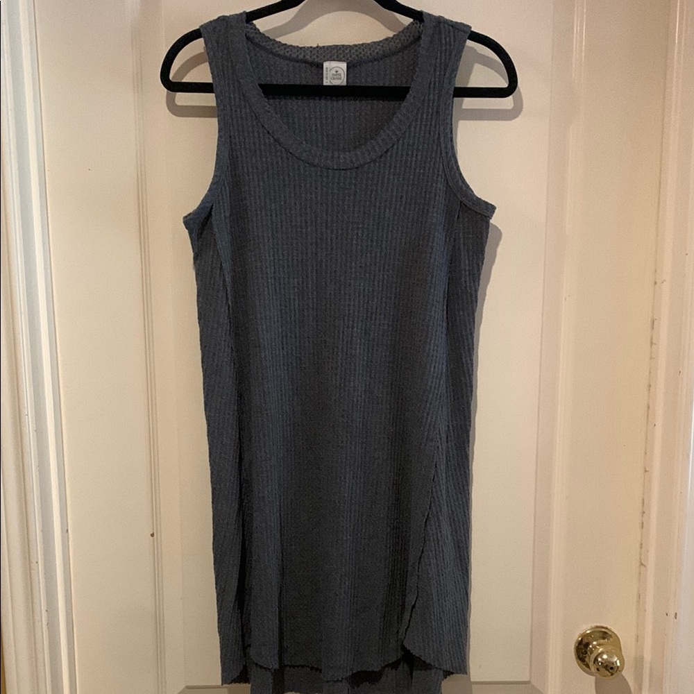 Paper Crane Sleeveless Gray Waffle Knit Dress